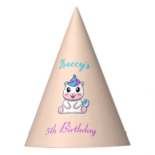 Cute white unicorn pink party hat