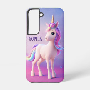 Cute White Unicorn With Pink & Blue Mane Samsung Galaxy Case
