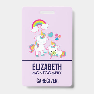 Cute White Unicorns Magical Mama & Baby Badge