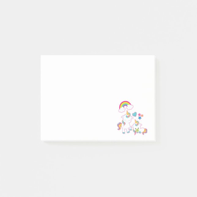 Cute White Unicorns Magical Mama & Baby Post-it Notes (Front)