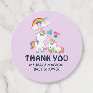 Cute White Unicorns Magical Mama & Baby Thanks Favour Tags