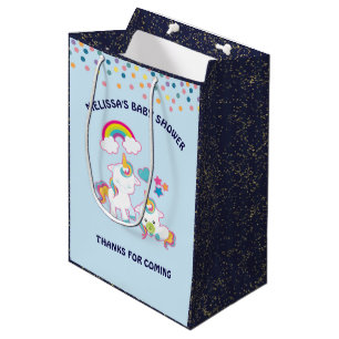 Cute White Unicorns Magical Mama & Baby Thanks Medium Gift Bag