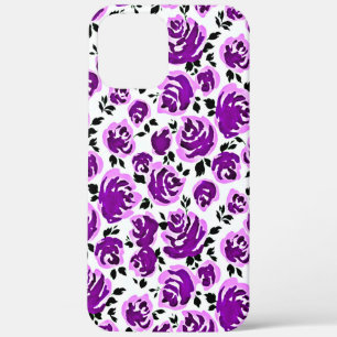 Cute white violet roses patterns iPhone 12 pro max case