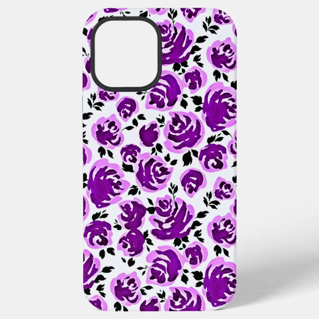 Cute white violet roses patterns iPhone case (Back)