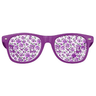 Cute white violet roses patterns retro sunglasses