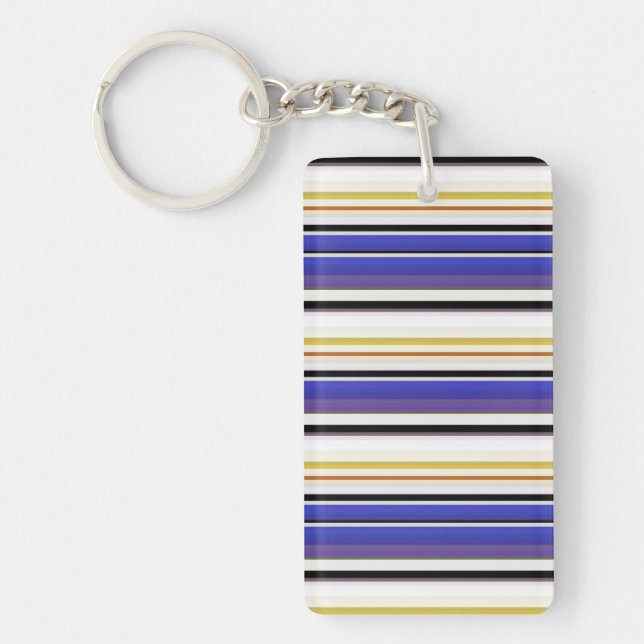 Cute white violet stripes keychain (Front)
