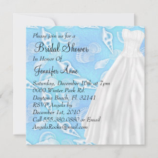 Cute White Wedding Gown Bridal Shower Invite