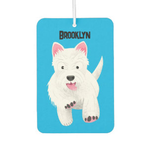 Cute white west highland terrier cartoon air freshener