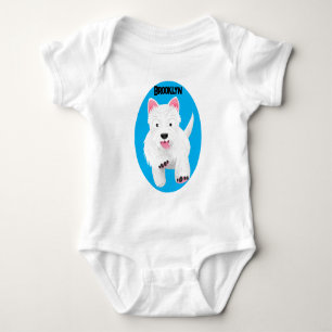 Cute white west highland terrier cartoon baby bodysuit