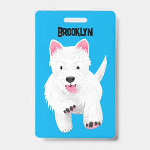 Cute white west highland terrier cartoon badge