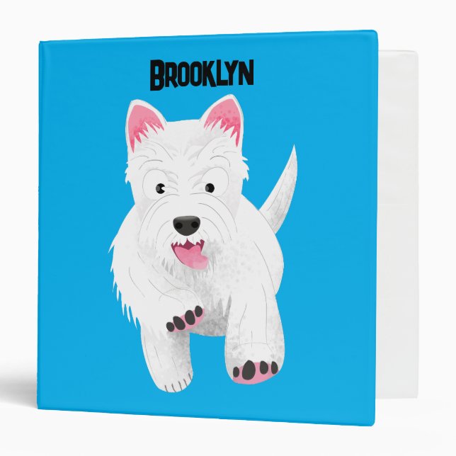 Cute white west highland terrier cartoon binder (Front/Inside)