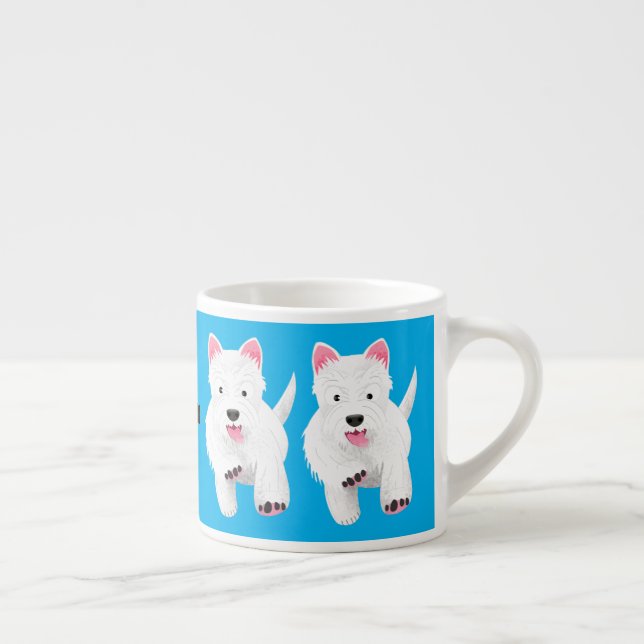 Cute white west highland terrier cartoon espresso cup (Right)