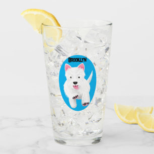 Cute white west highland terrier cartoon glass