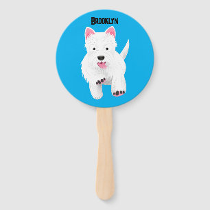 Cute white west highland terrier cartoon hand fan
