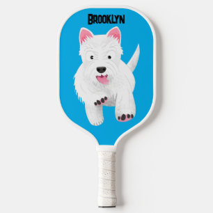 Cute white west highland terrier cartoon pickleball paddle