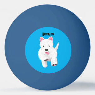 Cute white west highland terrier cartoon ping pong ball