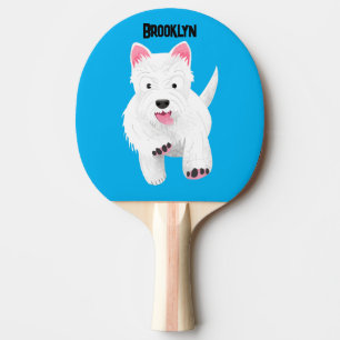 Cute white west highland terrier cartoon ping pong paddle