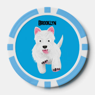Cute white west highland terrier cartoon poker chips
