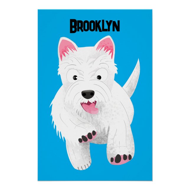 Cute white west highland terrier cartoon poster (Front)