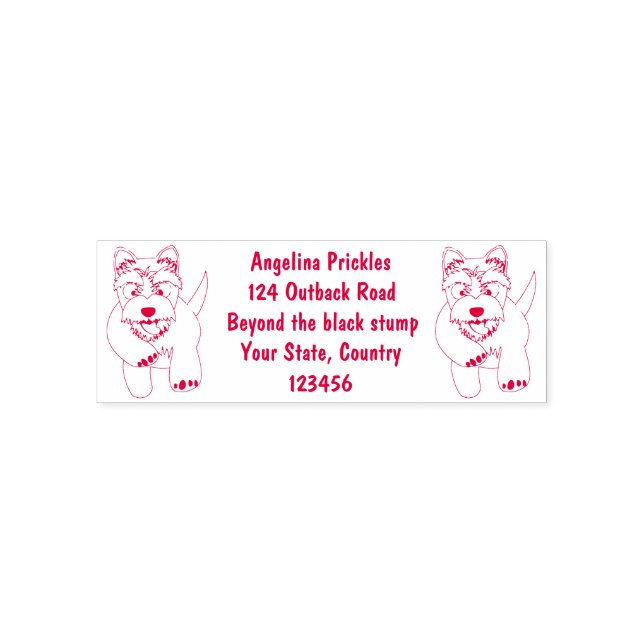 Cute white west highland terrier cartoon self-inking stamp (Design)