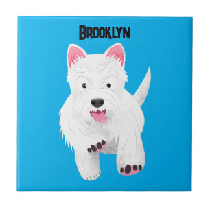 Cute white west highland terrier cartoon tile