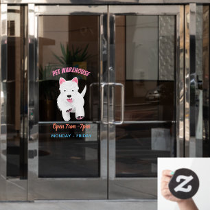 Cute white west highland terrier cartoon window cling