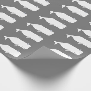 Cute White Whale Sea Ocean Neutral Grey Wrapping Paper