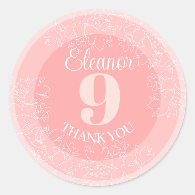 Cute White Wildflowers Pattern On Pink Classic Round Sticker (Front)