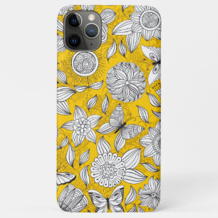 Cute white yellow floral abstract design iPhone 11 pro max case
