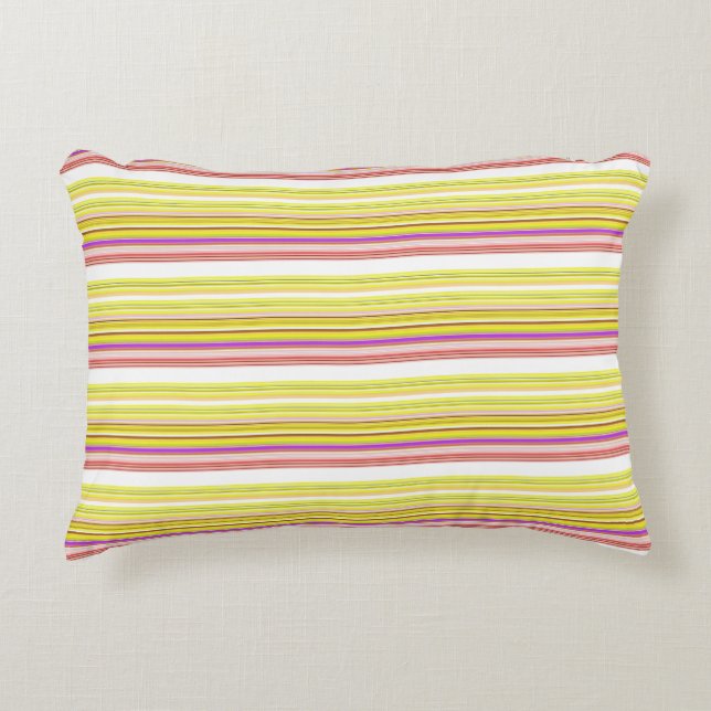 Cute white yellow stripes accent pillow (Front)