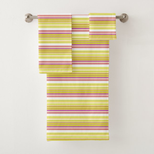 Cute white yellow stripes bath towel set (Insitu)