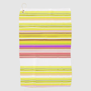 Cute white yellow stripes golf towel