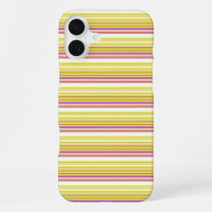 Cute white yellow stripes iPhone 16 plus case