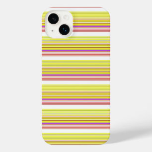 Cute white yellow stripes iPhone 14 plus case