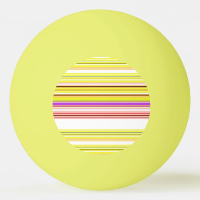 Cute white yellow stripes ping pong ball (Front)