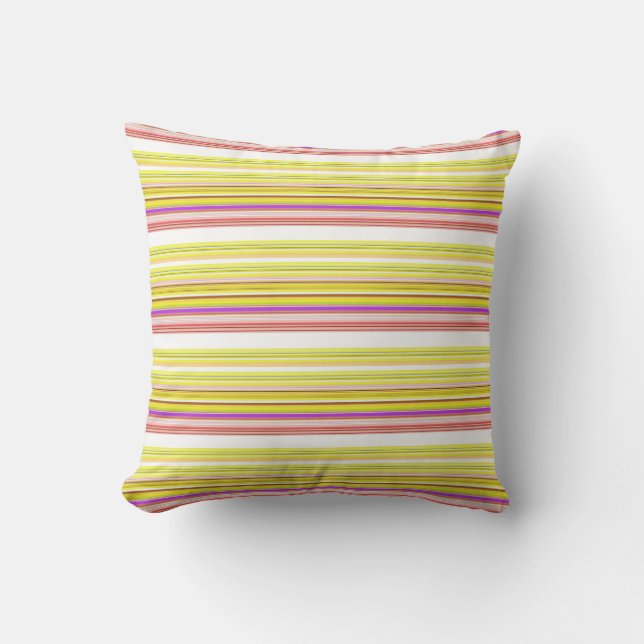 Cute white yellow stripes throw pillow (Front)