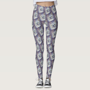 CUTE WHITE YORKIE MIX LEGGINGS