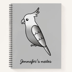 Cute Whiteface Cockatiel Cartoon Bird Illustration Notebook