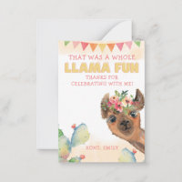 Cute Whole Llama Fun Birthday Thank You