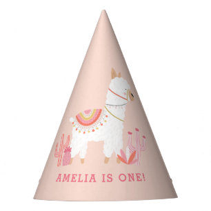 Cute Whole Llama Fun Pink 1st Birthday Party Hat