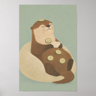 Cute Wholesome Spa Day Relaxing Otter Poster