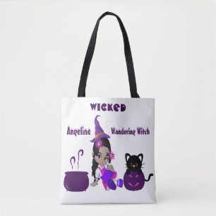 Cute Wicked Wandering Witch Personalized Halloween Tote Bag