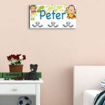 Cute Wide-Eyed Monkeys Children's Wall Coat Hanger
