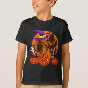 Cute Wiener Dachshund Witch Pumpkin Dog Lover T-Shirt