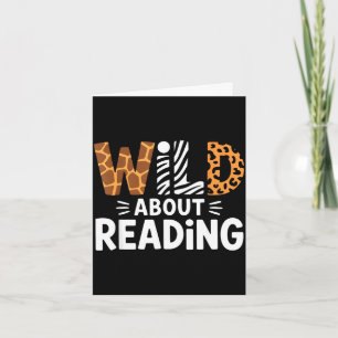Cute wild about reading safari animal bookworm card
