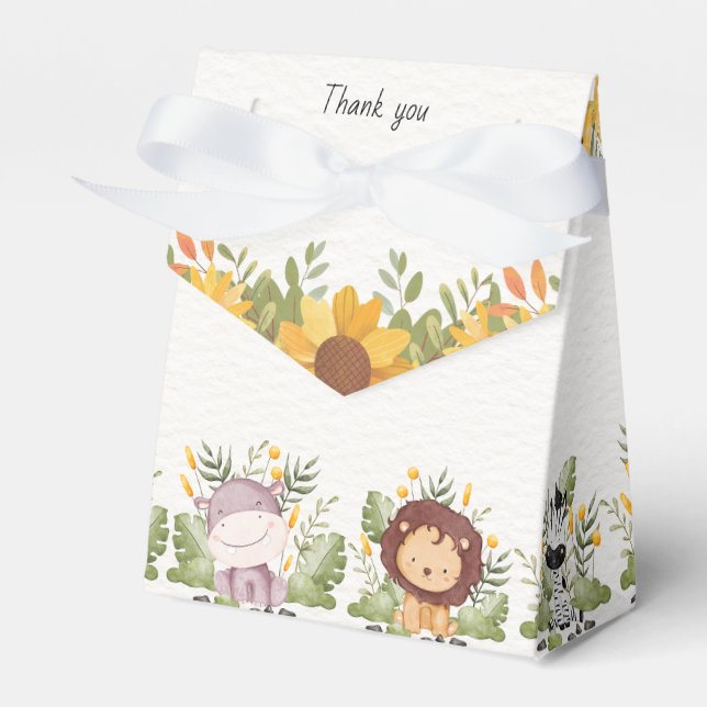 Cute wild animal in jungle birthday party  favor box (Front Side)