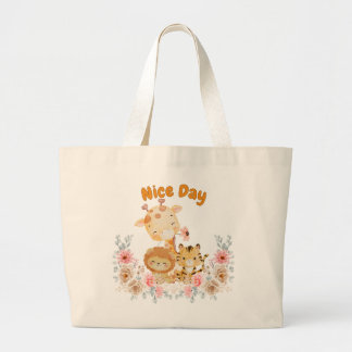 Cute Wild Animal Large Tote Bag
