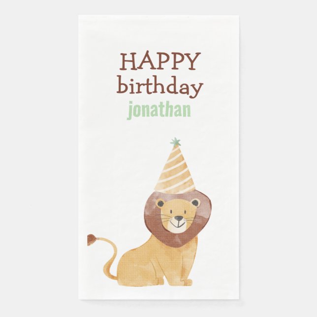 Cute Wild Animals Birthday Napkin (Front)