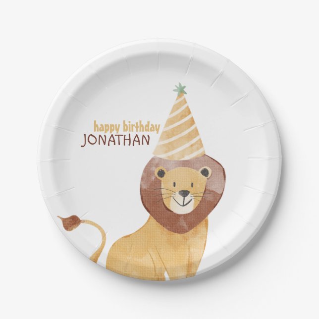 Cute Wild Animals Birthday Paper Plate (Front)