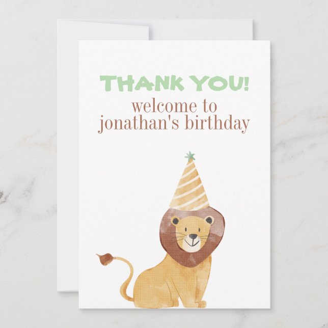 Cute Wild Animals Birthday Thank You Card (Front)